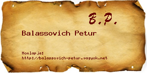 Balassovich Petur névjegykártya